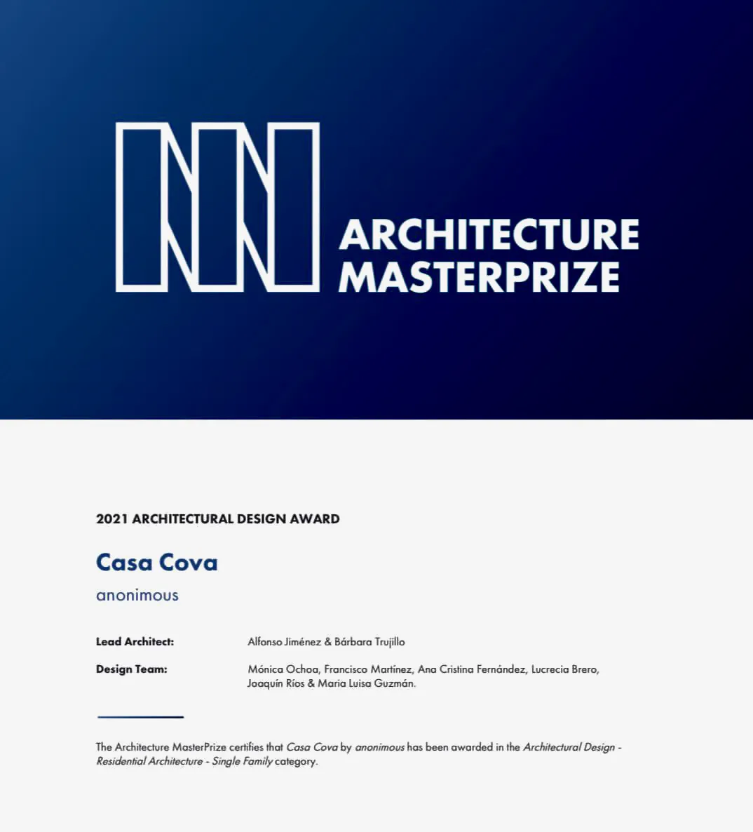 Architecture MasterPrize 2021